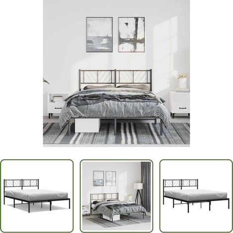 vidaXL Estructura cama sin colchón con cabecero metal negro 150x200 cm (1/5)