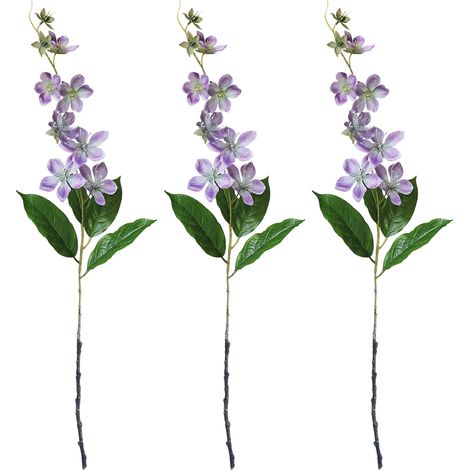 Lot de 3 fleurs artificielles à longue tige, style nordique, pour la décoration de la maison, du salon, de l'hôtel, des mariages et des bonsaïs (violet). (1/3)