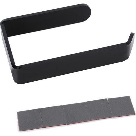 Porte-Serviettes en Acrylique Noir, Fixation Murale Sans Percage, Distributeur de Papier Rouleau pour Salle de Bain et Cuisine (1/5)