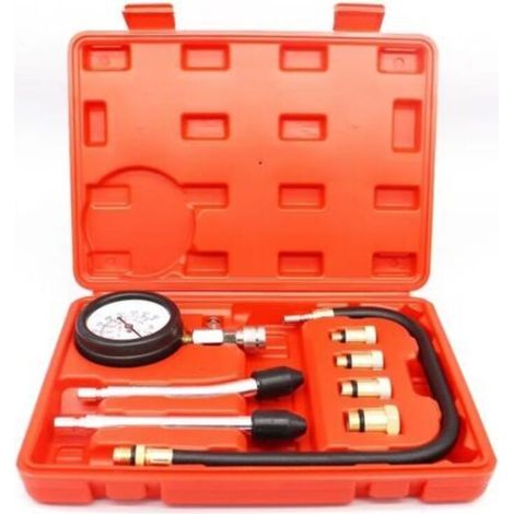 Testeur de Compression de Cylindre, Compressiomètre pour Moteurs à Essence, 0-21 bar & 0-300 psi avec Testeur de Bougie d'allumage et 4 Adaptateurs M10 M12 M14 M18 (1/5)