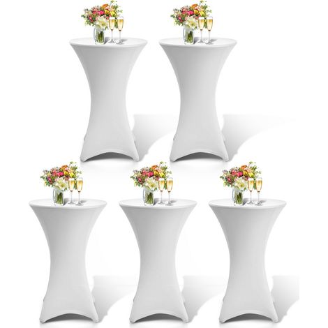 EINFEBEN 5x Housse mange debout - House de protection table haute de bar - Pour diamètre de table 70cm - couleur blanc (1/5)