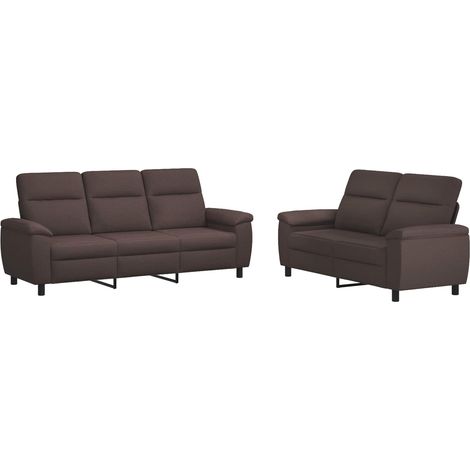 Sofa-Set 2 pcs Dunkelbraun Stoff vidaXL