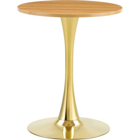 CHICFURN Tavolino rotondo 60x60x72 cm in MDF effetto legno e metallo dorato (1/5)