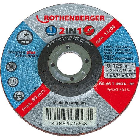 ROTHENBERGER  Disco  de  corte  INOX  PROFI  PLUS  (125×1×22),  10  piezas  -  071534D