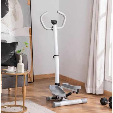 Stepper da casa con schermo LCD, altezza regolabile, metallo e ABS, bianco e grigio DESVIAE (1/5)