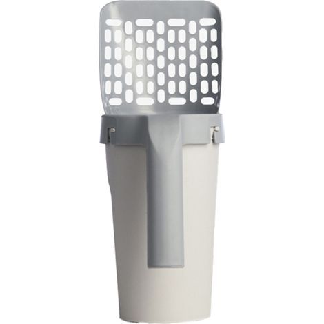 Pelle à litière avec support, couleur gris-blanc, sans dégâts. (1/5)