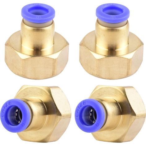 Lot de 4 raccords pneumatiques de 8 mm de diamètre extérieur x 1/2" Filetage femelle PT droit Raccord pneumatique Qualité industrielle Raccords (1/5)