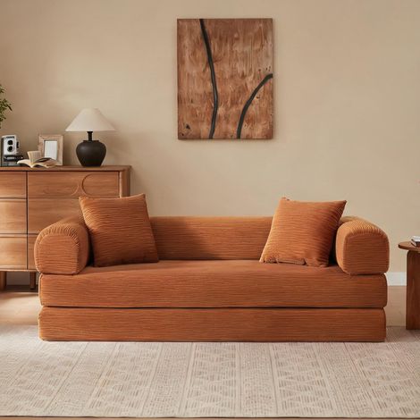 Canapé convertible en lit mousse terracotta 195 x 89 x 59 cm (1/5)