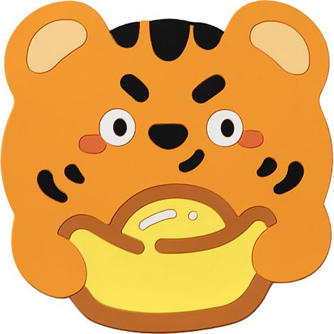 Set de 2 tapis antidérapants jaune tigre 14,7x14,5cm, isolant thermique pour tasses, café, bols, assiettes, facile à nettoyer (1/5)