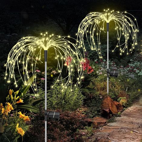 Lampe Solaire Exterieur Jardin 2 Pièces 150 LED Blanc Étanche 8 Modes Extérieur pour Terrasse, Pelouse, Jardin, Cour, Chemins (1/5)