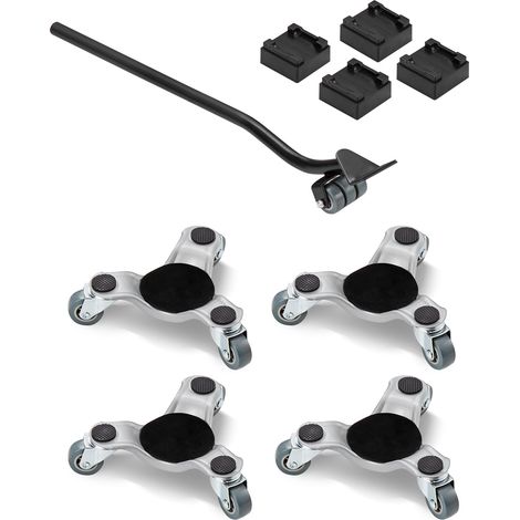 VEVOR Chariot de Demenagement 4PCS Deplace Meubles Lourds Capacite de Charge 200 kg 3 Roues Pivotantes Plateau Roulant Manutention Demenageur Acier au Carbone pour Meuble Refrigerateur Canape Armoire
