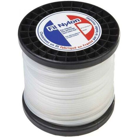 Fil nylon 3,3 mm x 45 m rond, blanc, bobine