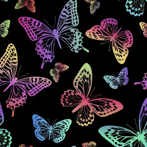 Tela Oxford decorativa para exteriores - Motivo de mariposa sobre fondo negro I DX264 (1/5)