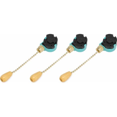 Ceiling Fan Lamp Switch 3 Speed Adjustment Easy Installation 4 Wire Pull Chain Switch 250V 125V for Fan (Gold) (1/5)