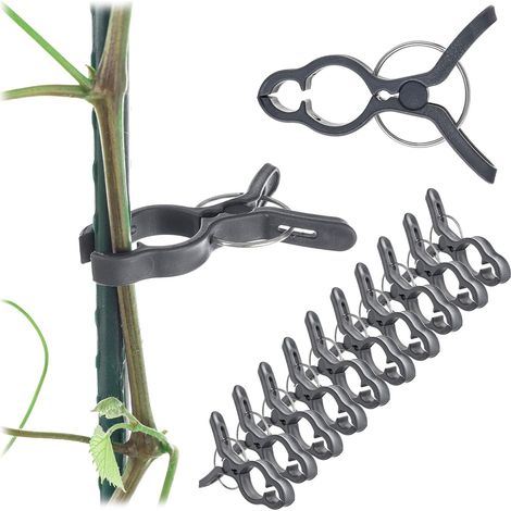 Set mit 10 Pflanzenclips für Tomaten, Gurken, Rosen und andere Kletterpflanzen, schwarz (1/5)