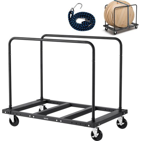 VEVOR Carrello per Cartongesso, Carico 816 kg, Carrello per Pannelli in Acciaio con Ruote Girevoli da 12,5 mm, con cinghia di ancoraggio e 2 Corrimano Laterali per Fabbrica, Garage, Nero (1/5)
