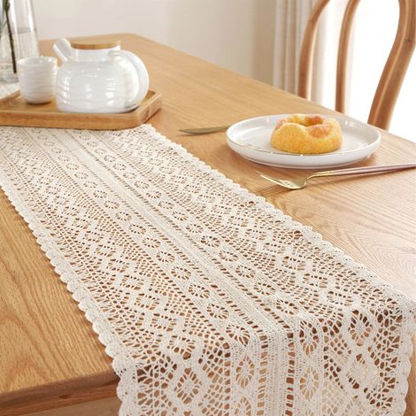 1 nappe de table Divers accessoire de décoration de table, coton, crème jaune / blanchi / noir / beige carré, 24x180 cm, usage intérieur et extérieur (1/5)