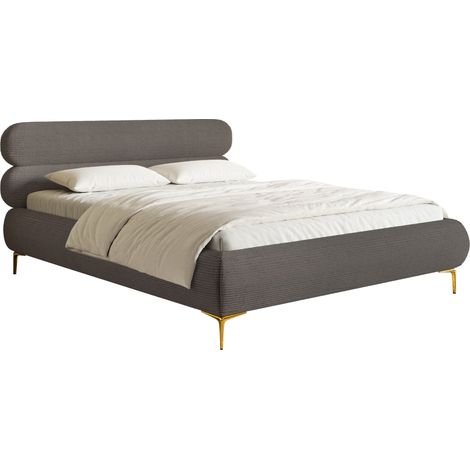 Selsey Roule Cord – Polsterbett 160x200 mit Bettkasten, Cordstoff und goldfarbenen Füßen, Grau (1/5)