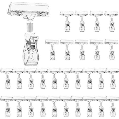 30 transparente Displayclips, Etikettenclips für den Einzelhandel, Preisschildclips aus Kunststoff, Etikettenclips aus Acryl (1/5)