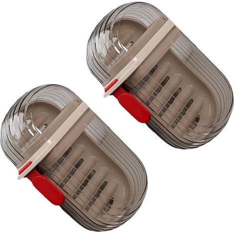 2 Pièces Boite À Savon Voyage Étanche, Conteneur En Terre Cuite Avec Couche Drainante, Support Pour Solide Dans La Salle De Bain (Transparent) (1/5)