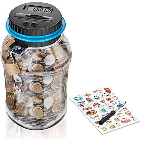 Tirelire Électronique Numérique Compteur, Automatique Coin Comptant Money Box pour Enfants et Adulte, 1,8L Écran LCD, Grande Cadeau (1/5)