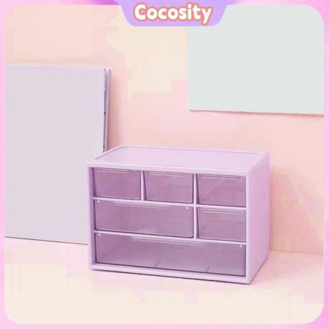 Cocosity boîte de rangement de bureau Boîte de rangement à tiroir de bureau à 3 niveaux, boîte meuble rangement Violet (1/5)