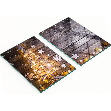Tableaux décoratifs en verre multifonctionnels avec motif sapin de Noël 2x40x52 cm (1/5)