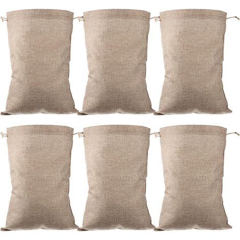 Lot de 6 sacs en jute pour fruits et légumes avec cordon de (1/5)