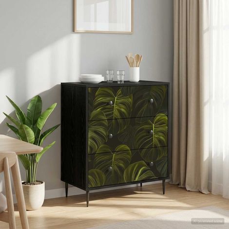 vidaXL Cajonera ELBURG estampado de hojas de palma 66 x 36,5 x 76 cm (1/5)