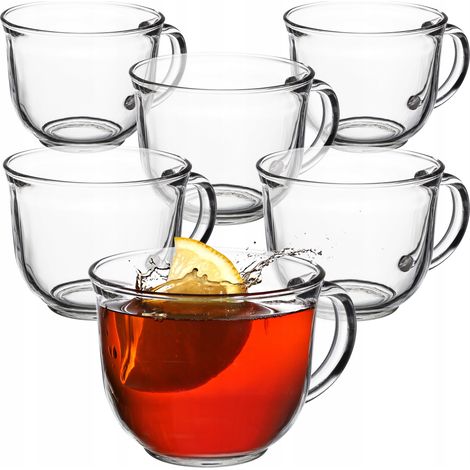 KADAX Teegläser mit Henkel, 480 ml Glastassen-Set, 480 ml, 6 Stück