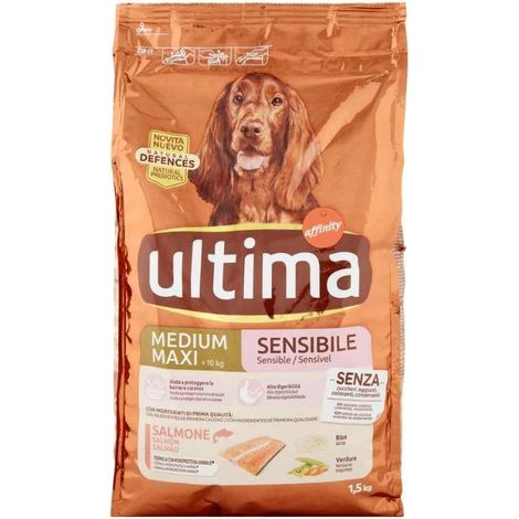 Ultima Crocchette Cani Medium Sensibile Salmone 1.5kg Monoproteina (1/5)