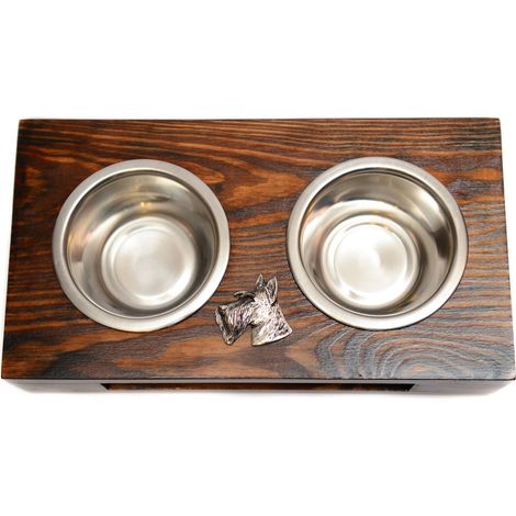 Scottish Terrier, Aberdeen Terrier I - supporto in legno con ciotole per cani, ciotole in acciaio per cani, regalo per l'adozione di un cane di Art-Dog (1/5)