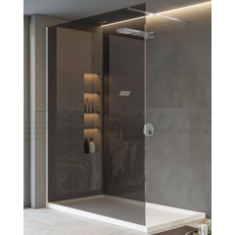 Exagonshop Parete doccia fissa 120 cm H 200 cristallo 8 mm fume