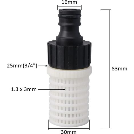 (C2) Raccord rapide de 16 mm pour tuyau d'arrosage avec filtre intégré, compatible avec les systèmes d'arrosage automatiques et les pompes à eau. (1/5)