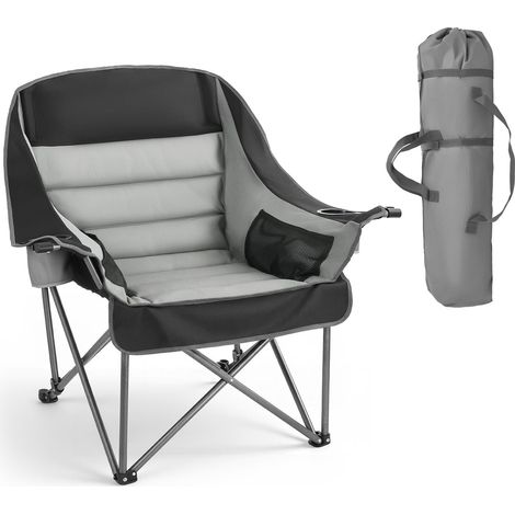 Chaise de Camping Pliante et Portable, Fauteuil Pliable Camping Charge Maximale 204 kg, pour Pique-Nique Randonnée Pêche en Plein Air, avec Porte-gobelet, Porte-Verre à Vin et Sac de Transport (1/5)