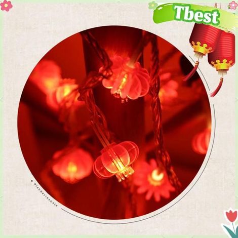 Tbest Guirlandes lumineuses de lanterne chinoise rouge Guirlande lumineuse deco fete Sans pompon 6 mètres/19,7 pieds 40 lumières (1/5)