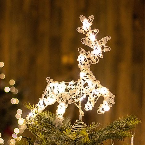 Sommet D'Arbre De Noël - Renne Creux 32 X 25 X 3 Cm Avec Lumières Led - Pour Arbre De Noël Intérieur - 1 Pièce (1/5)