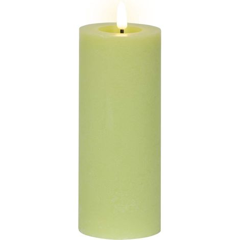 Lumineo LED Indoor Kerze Echtwachs Hellgrün Ø 7 cm Höhe 19 cm - Wachs (1/2)