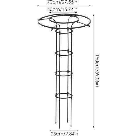Tuteur pour plantes grimpantes en acier – Treillis parapluie 150 cm – Conception sans vis pour installation rapide – Pour rosiers et clématites (1/4)