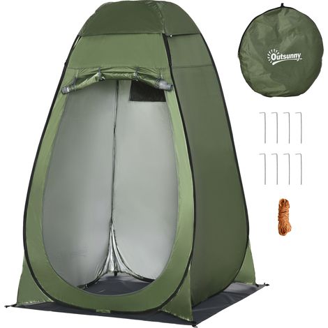 Tente de douche pliable et escamotable pour le camping, avec sac de transport en polyester, dimensions 126 x 124 x 198 cm (L x l x H) – verte