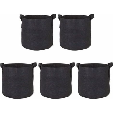 [JAMAIS UTILISÉ]Lot de 5 Sac de Plantation Noir en Tissu Non Tissé - Sac Jardin Résistants, Réutilisables et Respirants avec Poignées，4035cm (1/4)