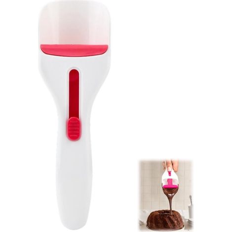 Spatola/cucchiaio dosatore per impasto per torte, tipo a pressione, colore bianco, 18,5 x 6 x 3 cm, ideale per torte, cioccolato e cupcake. (1/5)