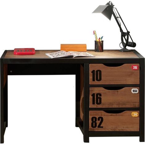 Bureau Enfant "Alex" 130cm Marron & Noir (1/3)