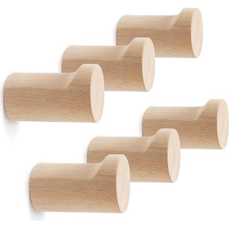 bsdonte Holzwandhaken, 6er-Pack, natürliche Holzgarderobenhaken zur Wandmontage, handgefertigte rustikale Huthaken, robuste Wandhaken für den Eingangsbereich zum Aufhängen von Handtüchern, Kleidung un (1/5)