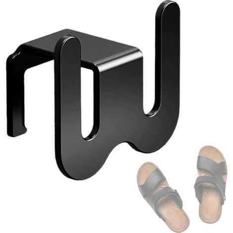 1 Porte-chaussons mural, aluminium couleur canon de fusil, rangement ordonné, sans perçage, pour maison et hôtel (1/5)