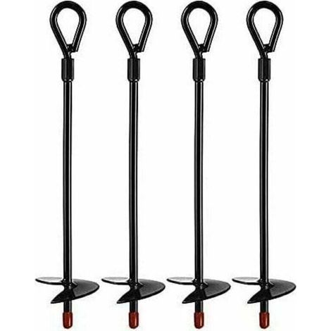 Piquet de terre 15 pouces (38 cm) – Acier massif – Ancrage pour tentes, trampolines et balançoires – Lot de 4 ancres (1/5)