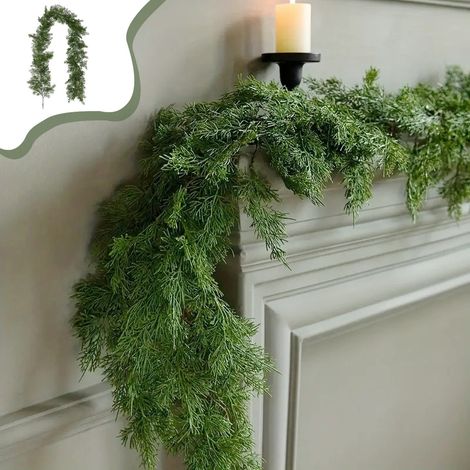 Guirlande De Lierre Artificiel Vert - Décoration Festive Intérieure Et Extérieure - Pour Cheminée Mur Arbre De Noël - 190 cm (1/5)