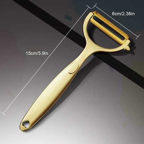 Gemüseschäler aus Edelstahl mit scharfer Klinge, Y-förmiger Obst- und Gemüseschäler, ergonomischer, rutschfester Schäler für Kartoffeln, Karotten, Gemüse und Obst (1/5)
