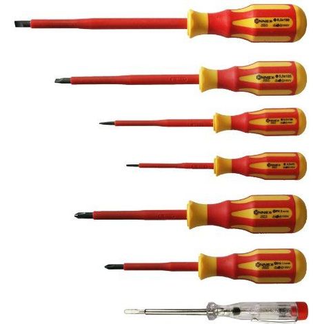 Connex COX336207 Tournevis d'Electricien VDE avec Manche 2-Composants, Multicolore, Set de 7 Pieces (1/3)