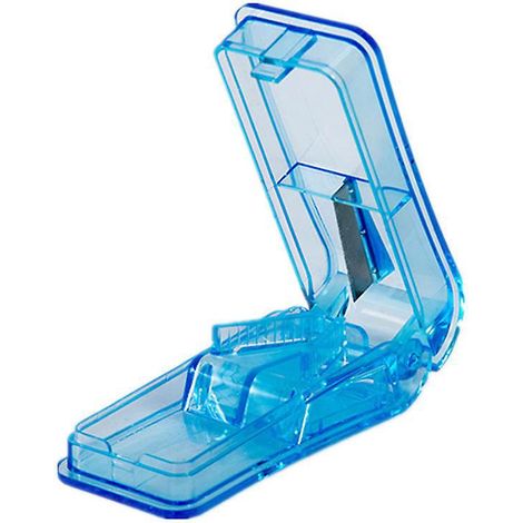 Tablettenteiler, professioneller Tablettenspalter zum Halbieren kleiner oder großer Tabletten (Blau)